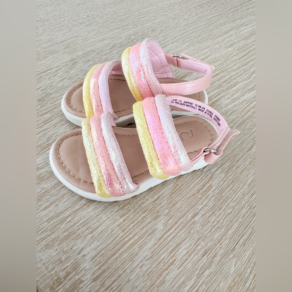 Sugar Kids Pink Rainbow Glitter Strap Sandals